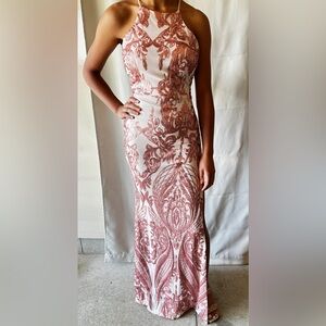 Windsor Pink Embellished Strapless Maxi Dress